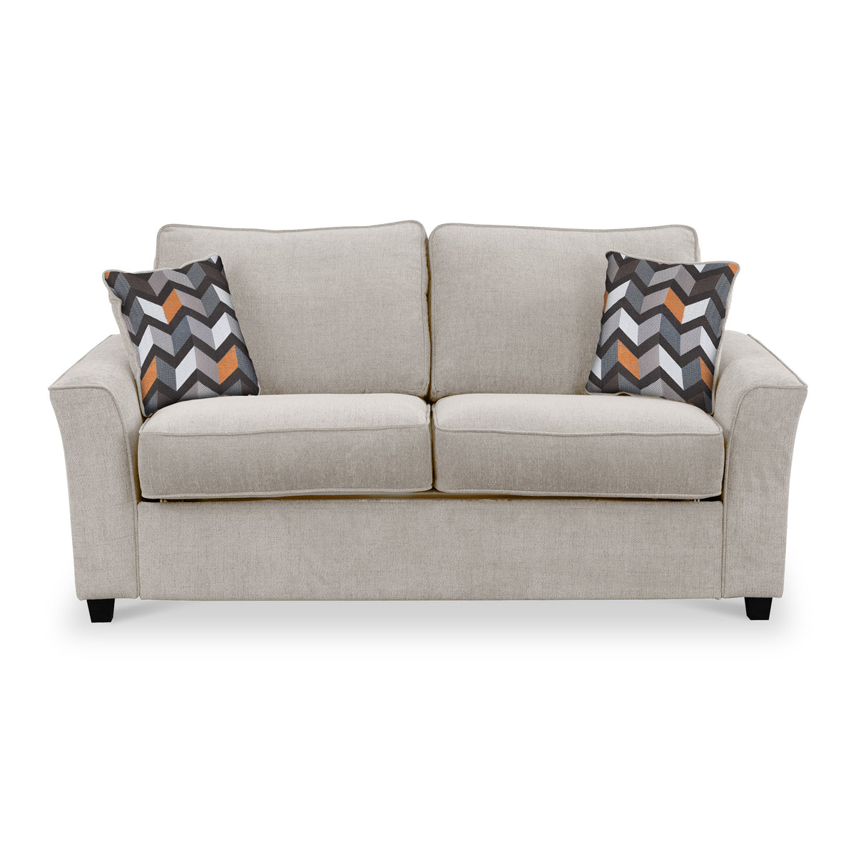 Boston 2 Seater Sofabed in Oatmeal with Morelisa Charcoal Cushions by Roseland Furniture