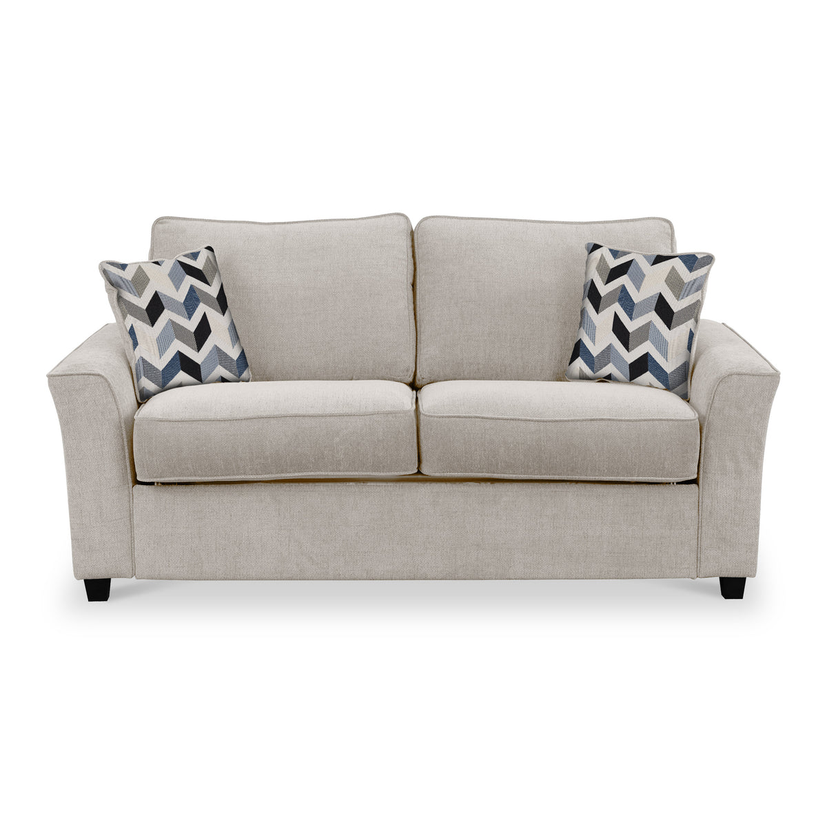Boston 2 Seater Sofabed in Oatmeal with Morelisa Denim Cushions by Roseland Furniture