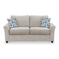 Boston 2 Seater Sofabed in Oatmeal with Rufus Blue Cushions by Roseland Furniture