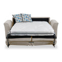 Boston 2 Seater Sofabed in Oatmeal with Rufus Blue Cushions by Roseland Furniture