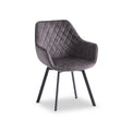 Wilton Graphite Grey Velvet Quilted Back Swivel Dining Chair from Roseland Furniture