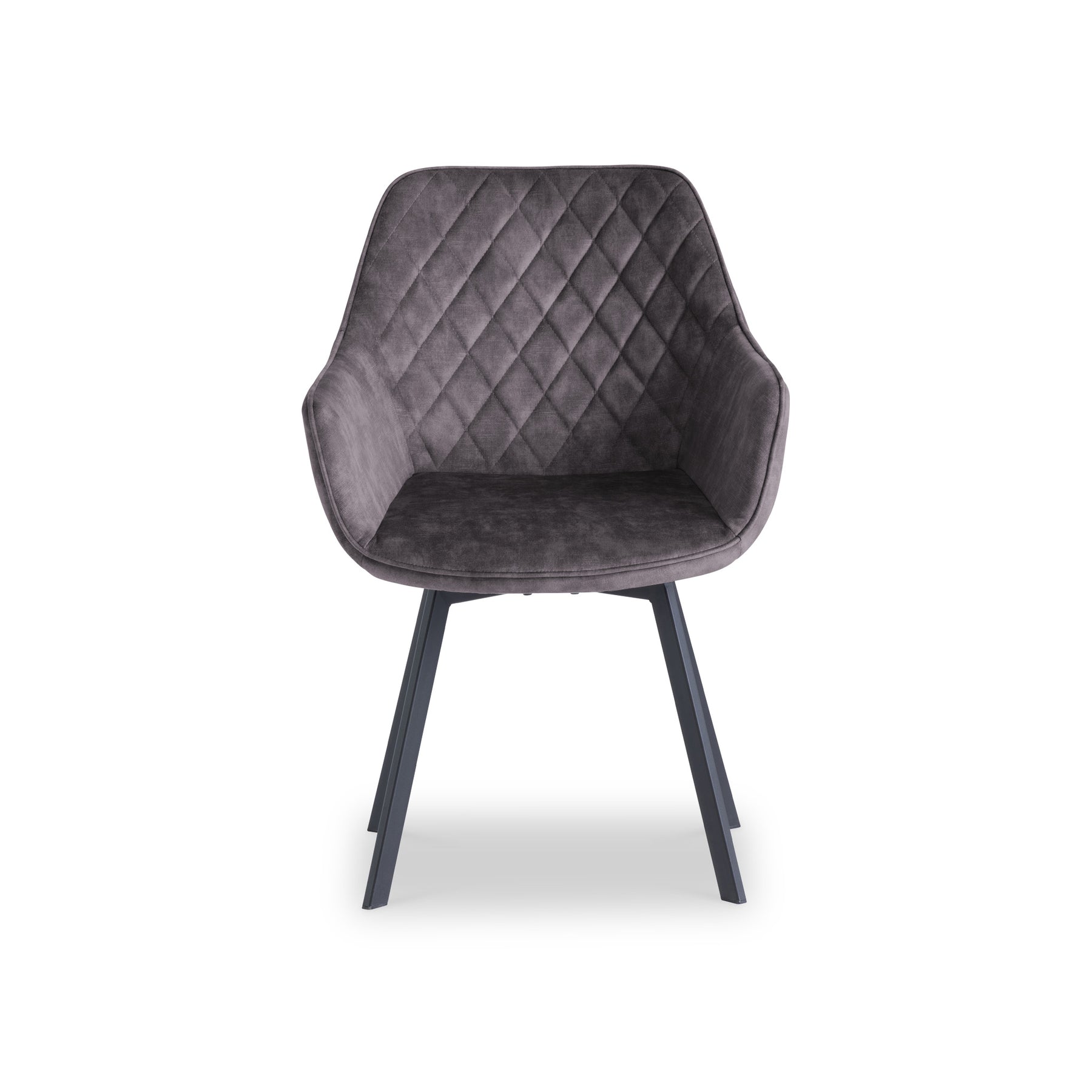 Wilton Graphite Grey Velvet Quilted Back Swivel Dining Chair from Roseland Furniture