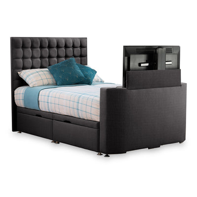 Bridgeford Faux Linen Side Ottoman TV Bed
