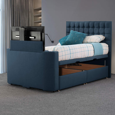 Bridgeford Faux Linen Side Ottoman TV Bed