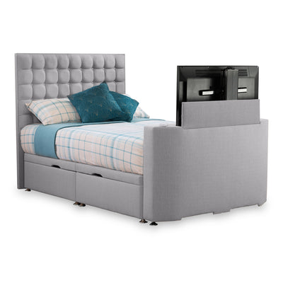 Bridgeford Faux Linen Side Ottoman TV Bed