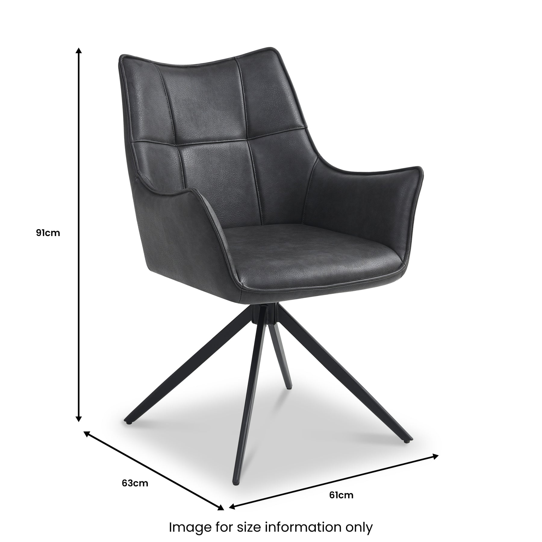 Aksel-Faux-Leather-Wing-Back-Dining-Armchair-Charcoal from Roseland Furniture