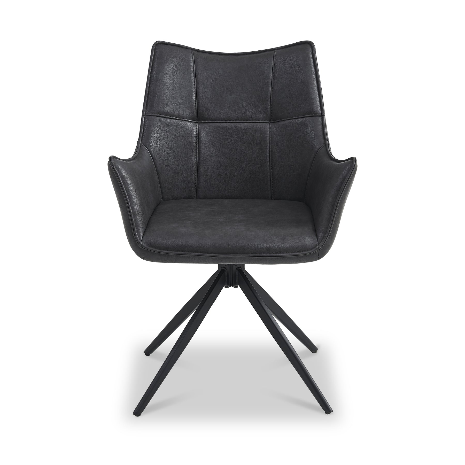 Aksel-Faux-Leather-Wing-Back-Dining-Armchair-Charcoal from Roseland Furniture
