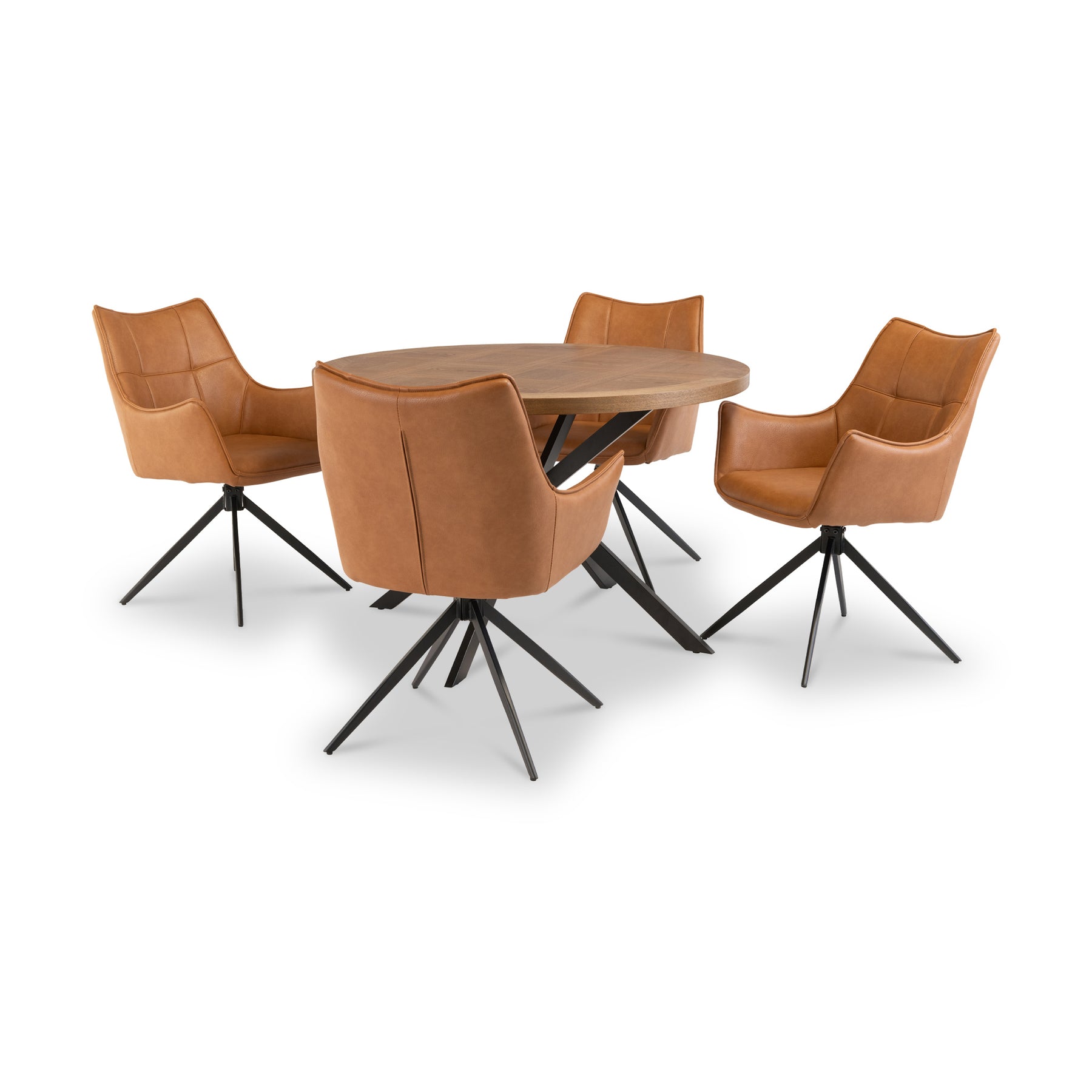 Aksel-Faux-Leather-Wing-Back-Dining-Armchair-Tan from Roseland Furniture