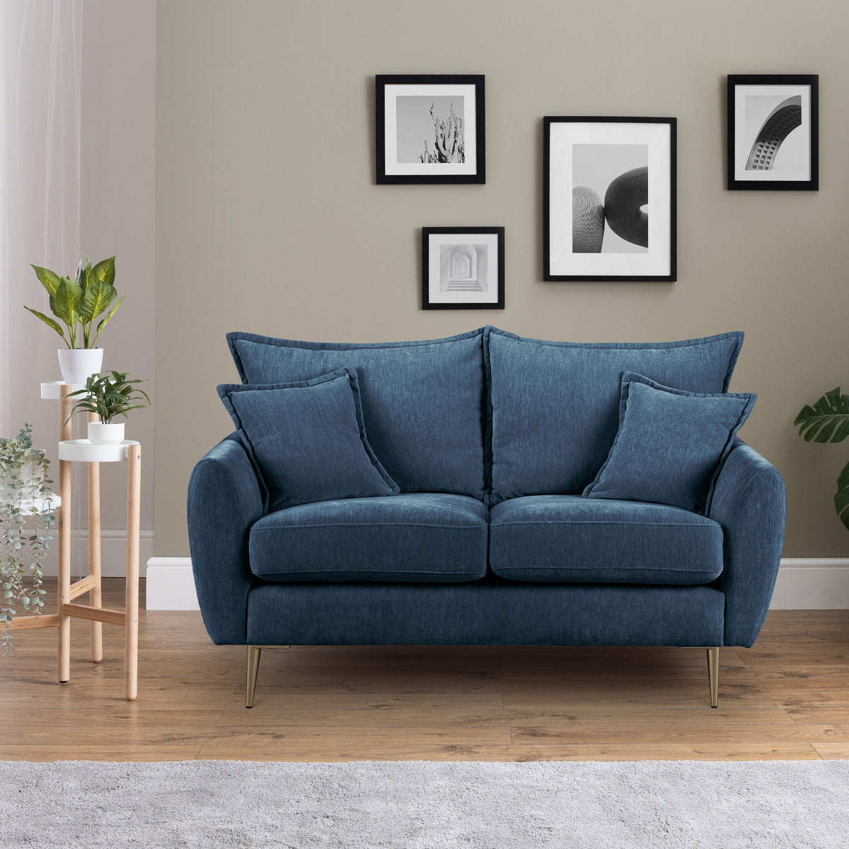 Evelyn Navy Blue 2 Seater Sofa for living room