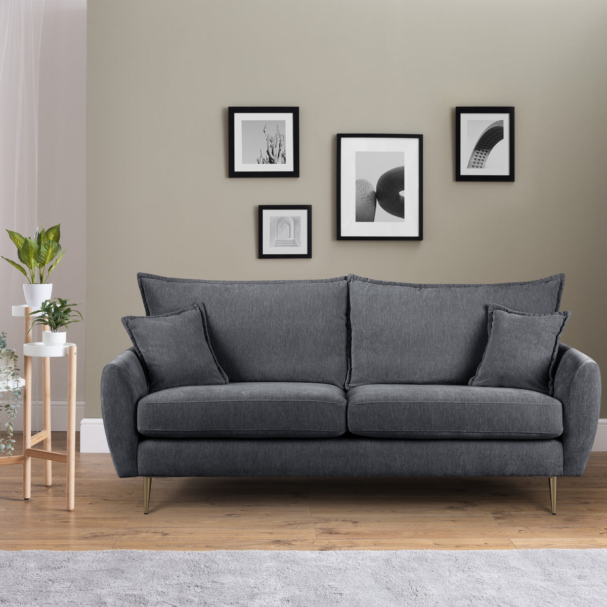 Evelyn Charcoal Grey 3 Seater Sofa for living room