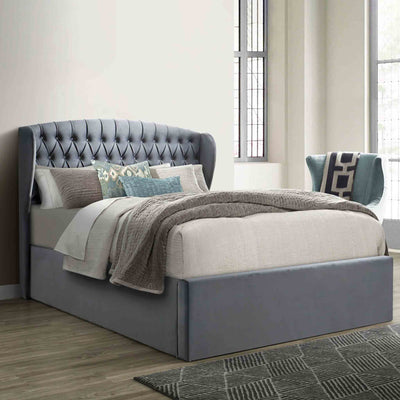 Sailsbury Velvet Ottoman Storage Bed Frame