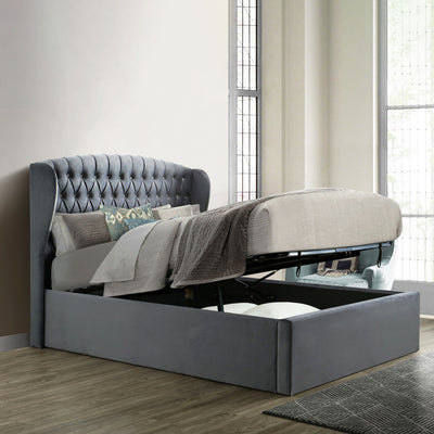 Sailsbury Velvet Ottoman Storage Bed Frame