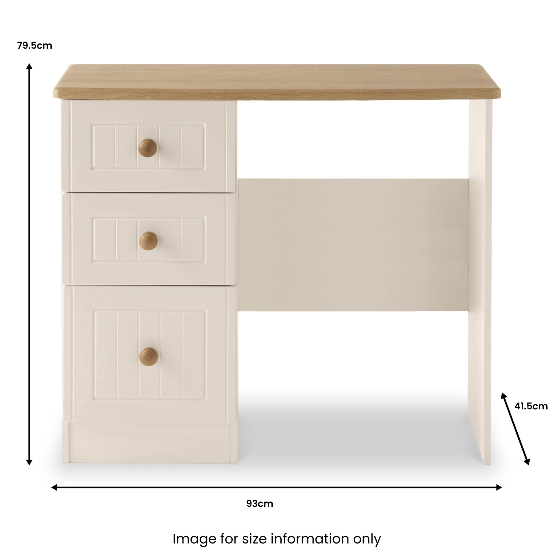 Brixham Country Cream 3 Drawer Vanity Dressing Table