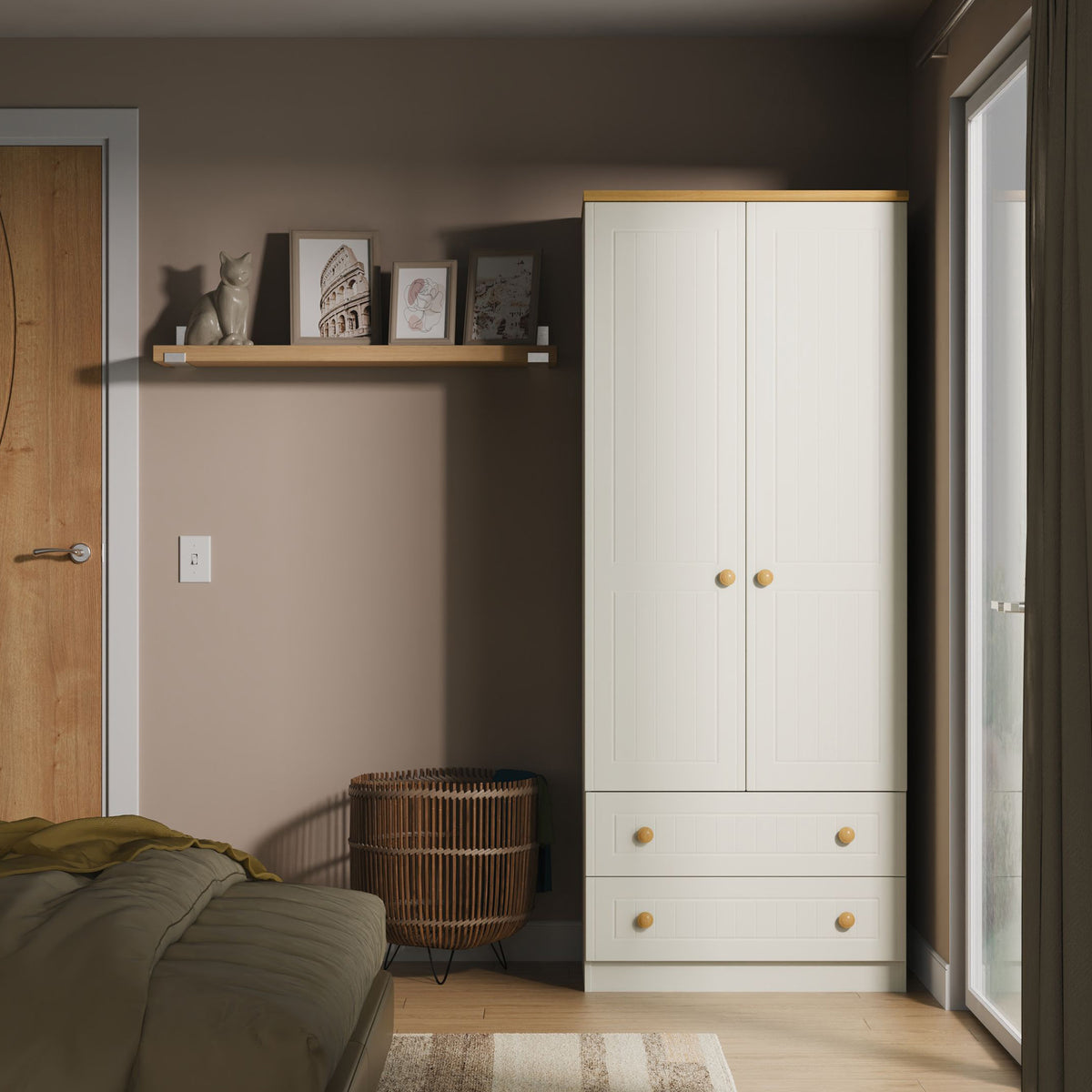 Brixham Cream 2 Door 2 Drawer Wardrobe from Roseland