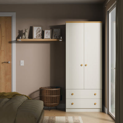 Brixham Cream 2 Door 2 Drawer Wardrobe