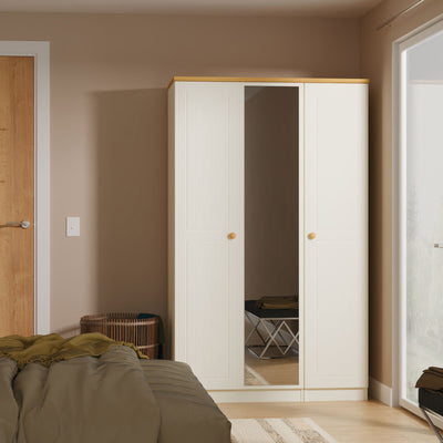 Brixham Cream Triple Mirror Wardrobe