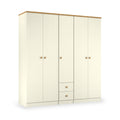Brixham 5 Door 2 Drawer Wardrobe Cream Ash Oak from Roseland Furniture