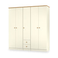 Brixham 5 Door 2 Drawer Wardrobe Cream Ash Oak from Roseland Furniture