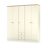 Brixham 5 Door 2 Drawer Wardrobe Cream Ash Oak from Roseland Furniture