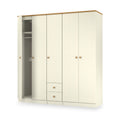 Brixham 5 Door 2 Drawer Wardrobe Cream Ash Oak from Roseland Furniture