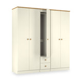 Brixham 5 Door 2 Drawer Wardrobe Cream Ash Oak from Roseland Furniture