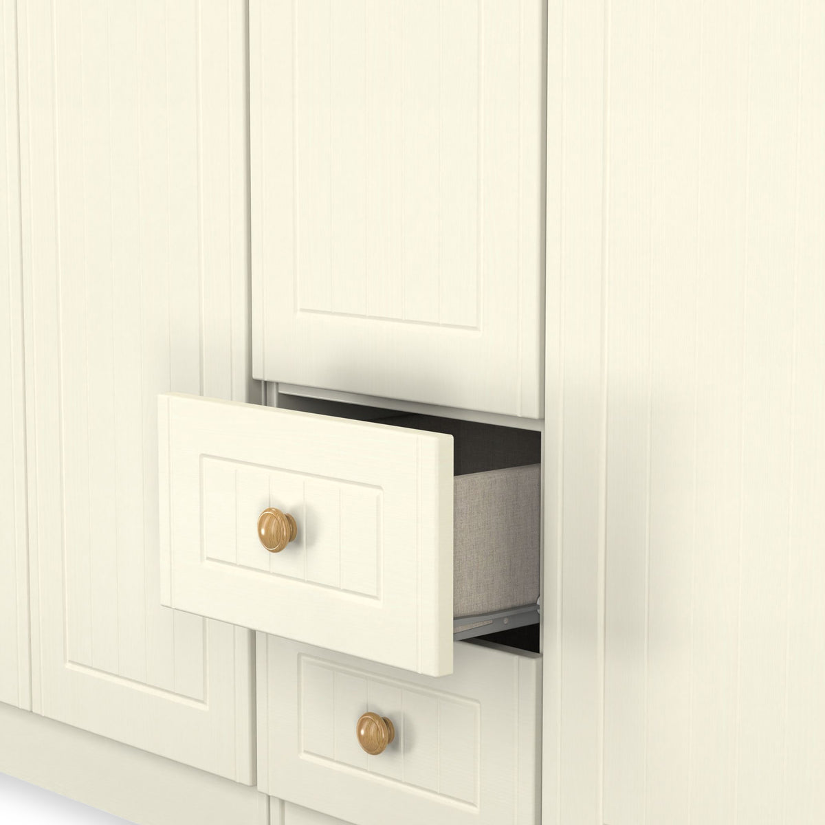 Brixham 5 Door 2 Drawer Wardrobe Cream Ash Oak from Roseland Furniture