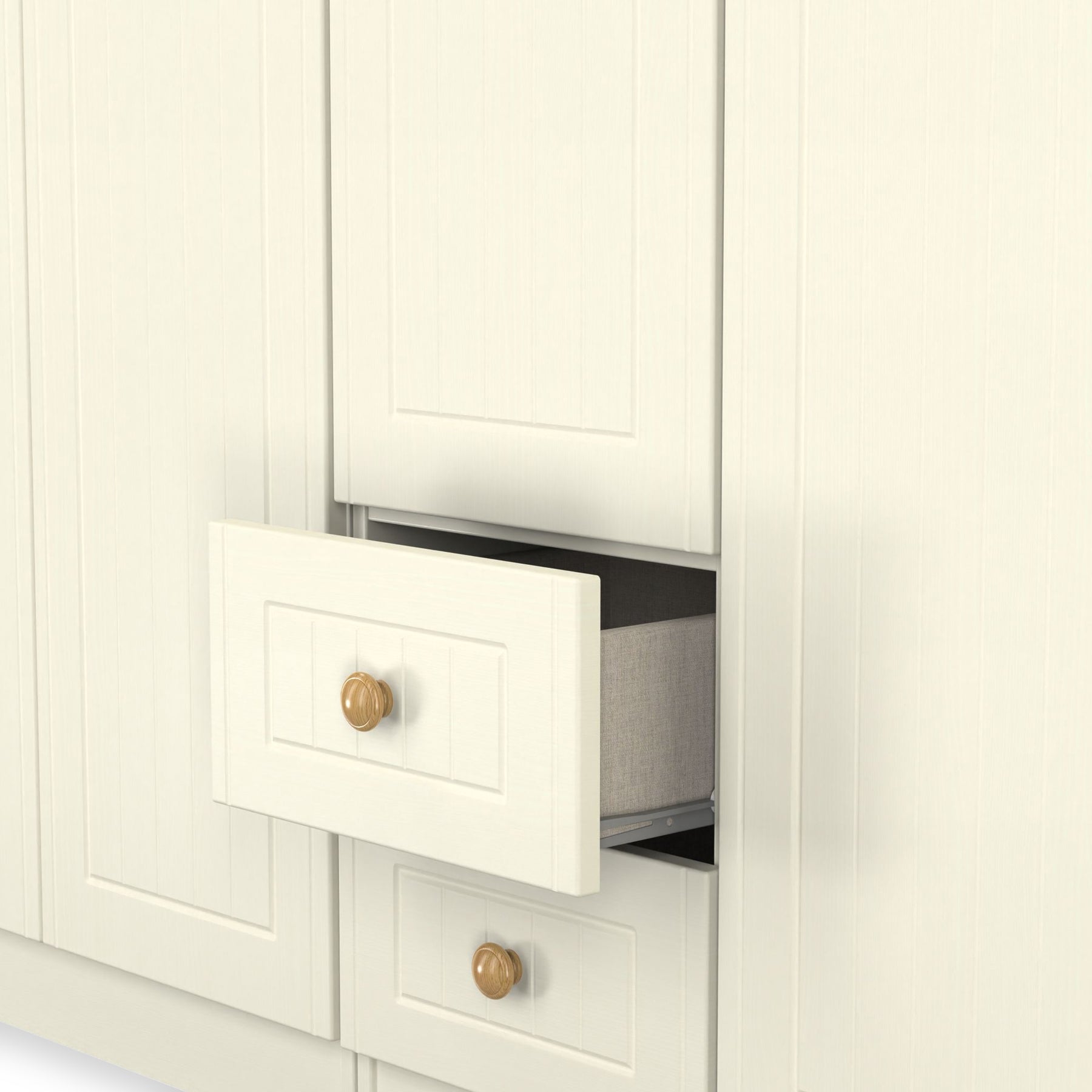 Brixham 5 Door 2 Drawer Wardrobe Cream Ash Oak from Roseland Furniture