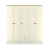 Brixham 5 Door 2 Drawer Wardrobe Cream Ash Oak from Roseland Furniture