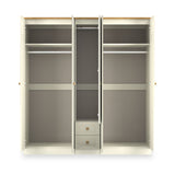 Brixham 5 Door 2 Drawer Wardrobe Cream Ash Oak from Roseland Furniture