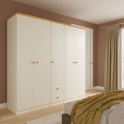 Brixham Cream 5 Door 2 Drawer Wardrobe