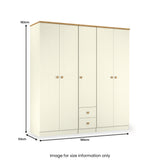 Brixham 5 Door 2 Drawer Wardrobe Cream Ash Oak from Roseland Furniture