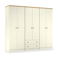 Brixham 6 Door 2 Drawer Wardrobe Cream Ash Oak from Roseland Furniture