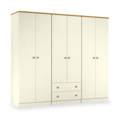 Brixham Cream 6 Door 2 Drawer Wardrobe
