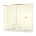 Brixham 6 Door 2 Drawer Wardrobe Cream Ash Oak from Roseland Furniture