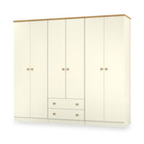 Brixham 6 Door 2 Drawer Wardrobe Cream Ash Oak from Roseland Furniture