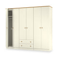 Brixham 6 Door 2 Drawer Wardrobe Cream Ash Oak from Roseland Furniture