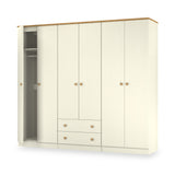 Brixham 6 Door 2 Drawer Wardrobe Cream Ash Oak from Roseland Furniture