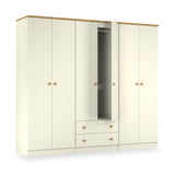 Brixham 6 Door 2 Drawer Wardrobe Cream Ash Oak from Roseland Furniture