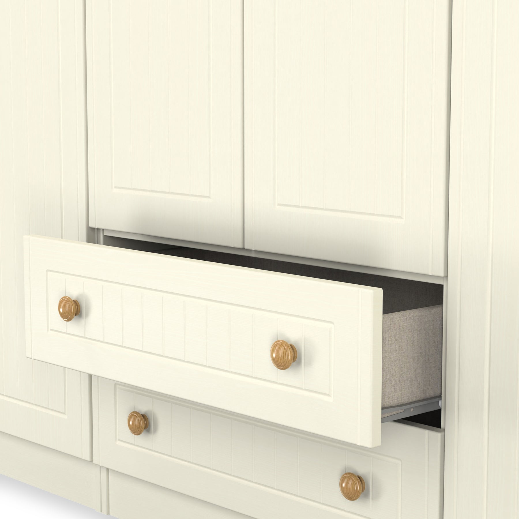 Brixham 6 Door 2 Drawer Wardrobe Cream Ash Oak from Roseland Furniture