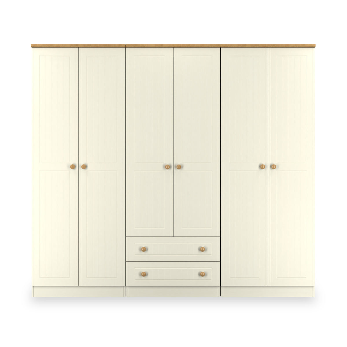 Brixham 6 Door 2 Drawer Wardrobe Cream Ash Oak from Roseland Furniture