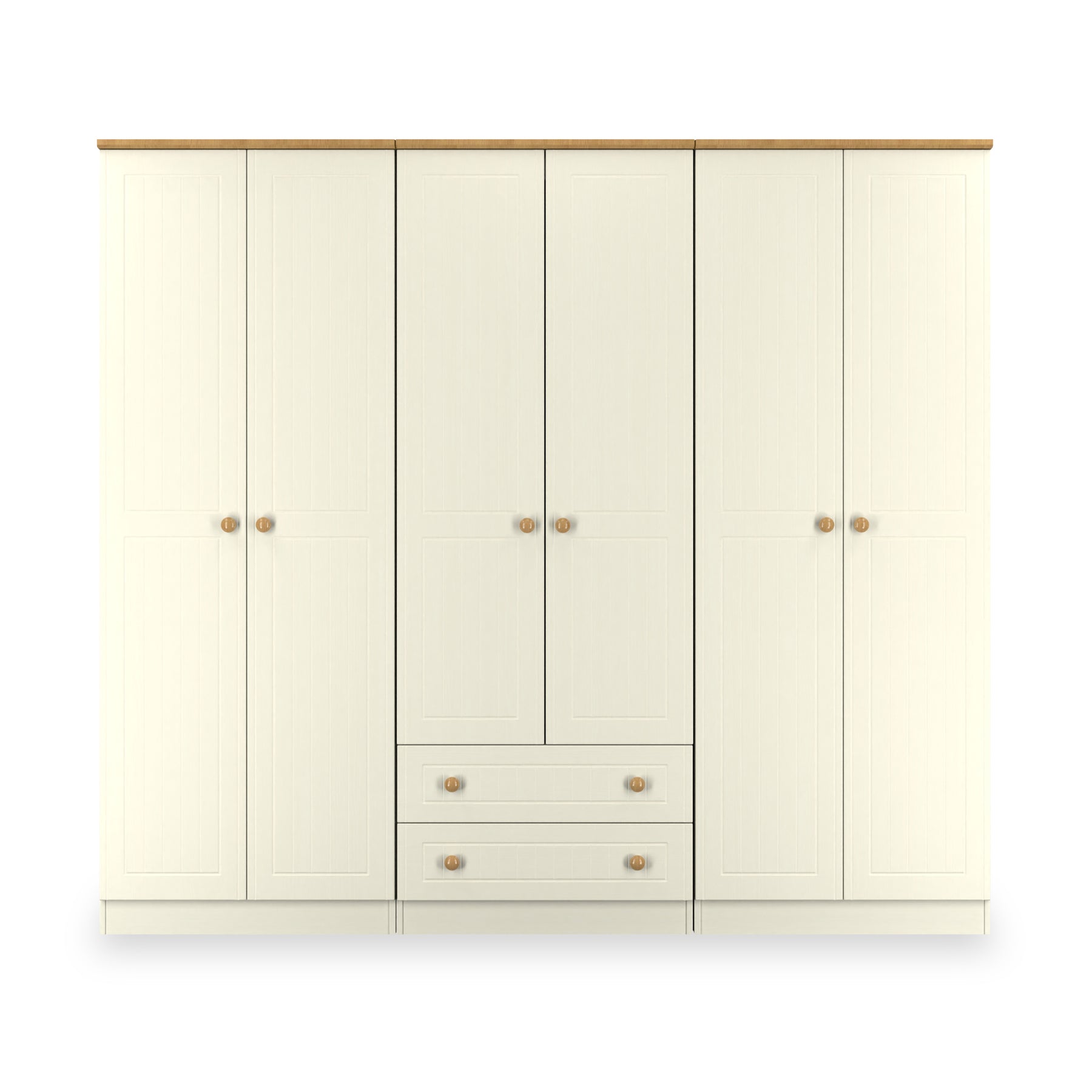 Brixham 6 Door 2 Drawer Wardrobe Cream Ash Oak from Roseland Furniture