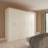 Brixham 6 Door 2 Drawer Wardrobe Cream Ash Oak from Roseland Furniture
