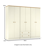 Brixham 6 Door 2 Drawer Wardrobe Cream Ash Oak from Roseland Furniture