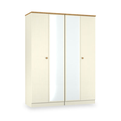 Brixham Cream 4 Door Mirrored Wardrobe