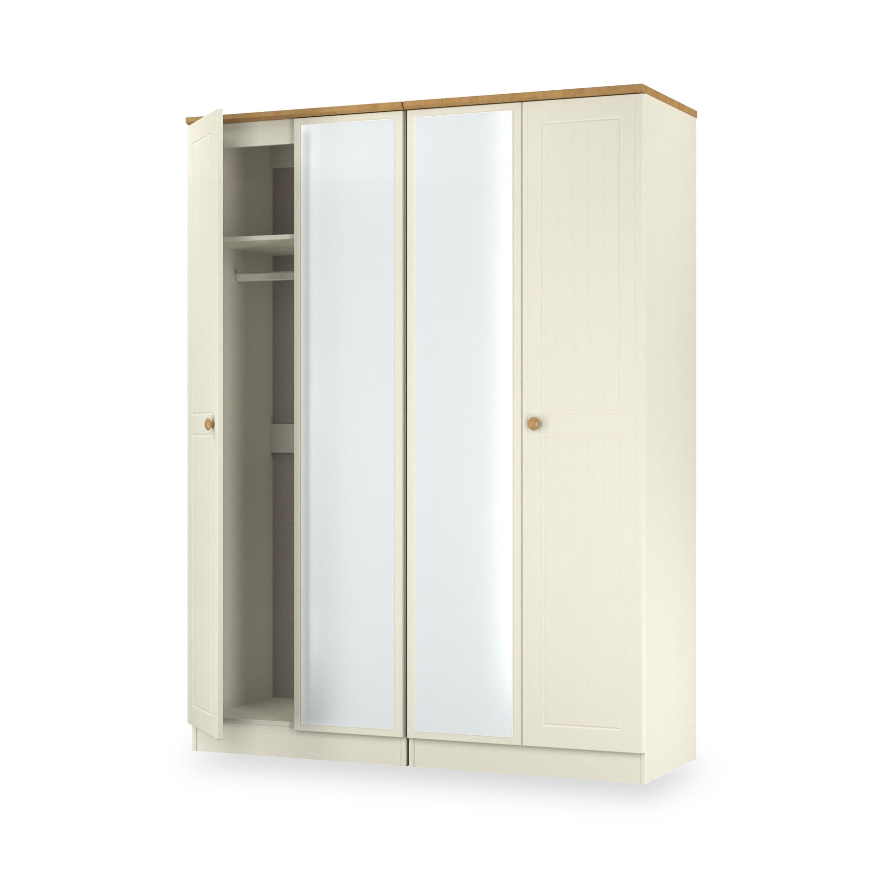 Brixham 4 Door Wardrobe Cream Ash Oak from Roseland Furniture