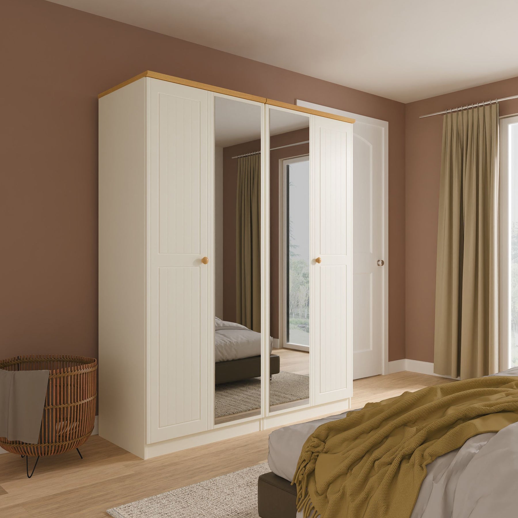 Brixham 4 Door Wardrobe Cream Ash Oak from Roseland Furniture