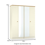Brixham 4 Door Wardrobe Cream Ash Oak from Roseland Furniture