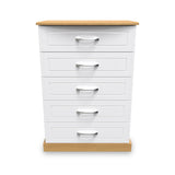 Wickham-5-drawer-chest-in-white-ash Angle1 from Roseland Furniture