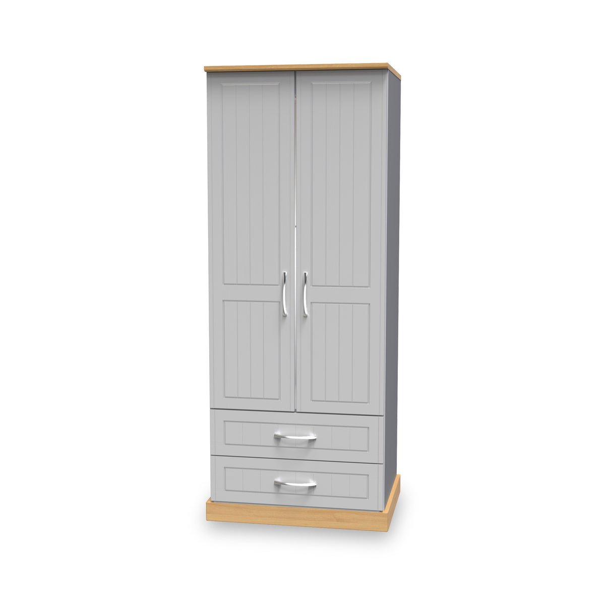 Wickham-tall-2-drawer-wardrobe-in-grey-ash from Roseland Furniture