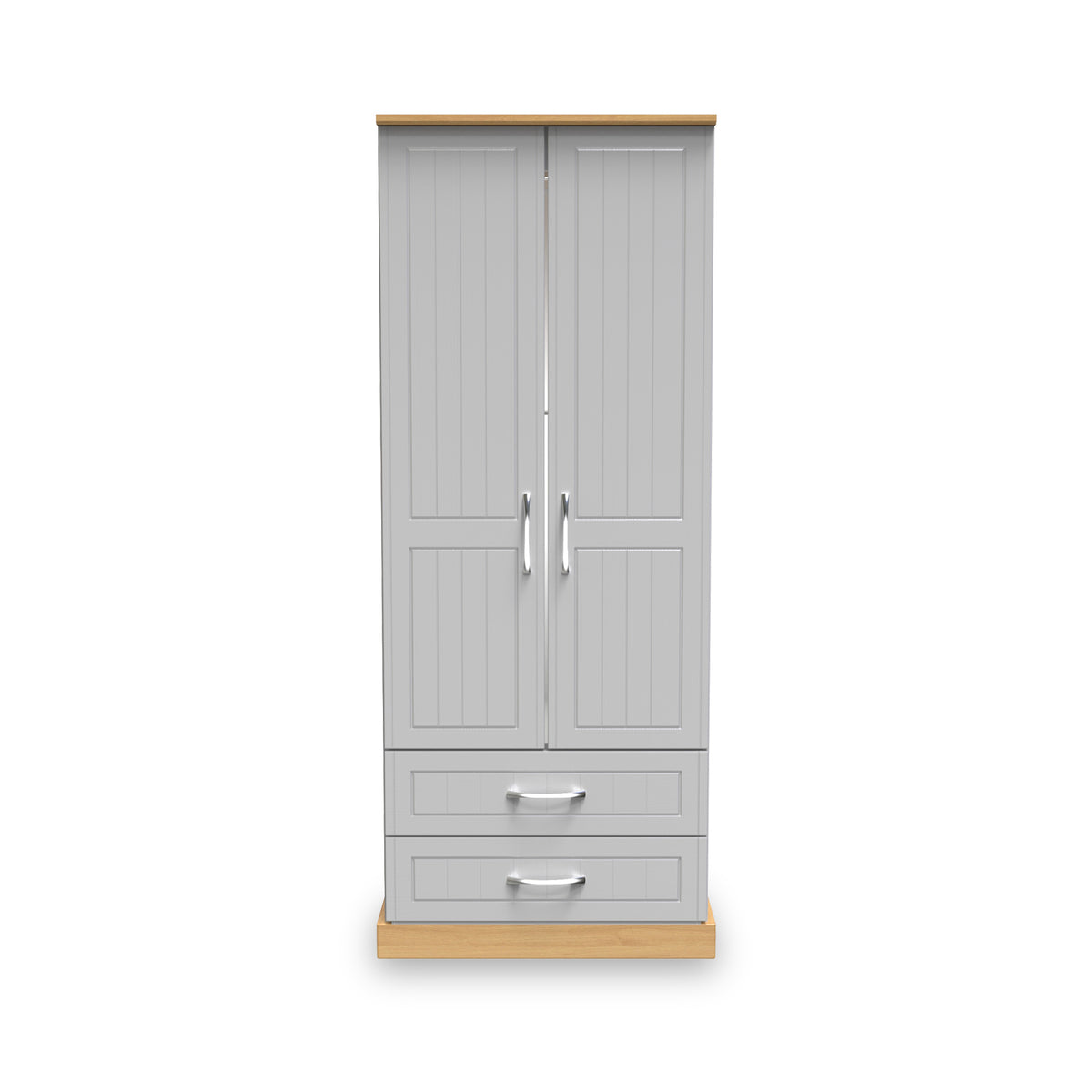 Wickham-tall-2-drawer-wardrobe-in-grey-ash from Roseland Furniture